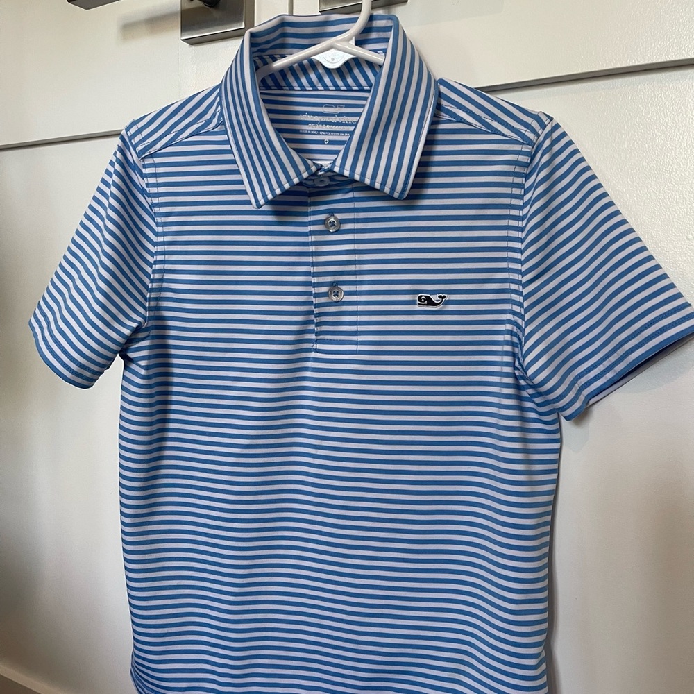 Boys Size 6 Performance Vineyard Vines Striped Polo